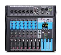 BOMGE Console professionale Mixer Sound Board Sistema da scrivania a 8 canali w/interfaccia audio USB registrazione USB-B, funzione BT, 99 effetti DSP, alimentazione phantom 48V Stereo DJ Studio FX