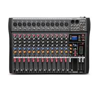 BOMGE CTX - Mixer audio a 12 canali, console di mixaggio audio con Bluetooth USB, ingresso registrazione PC, jack microfono XLR, alimentazione 48 V, ingresso/uscita RCA, per professionisti e
