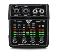 BOMGE Interfaccia audio USB M12, mixer a 2 canali, ingresso XLR/3,5 mm, alimentatore 48 V, scheda audio per registrazione PC, studio, spettacolo dal vivo, karaoke, plug & play