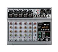 BOMGE Mixer audio, console di mixaggio con 5 canali USB digitale Bluetooth effetto ritardo eco, alimentazione phantom 48 V, mixer stereo DJ per registrazione, live streaming, podcasting (BM-07)