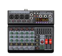 BOMGE Mixer audio DJ professionale a 6 canali 06A, mixer audio controller DJ con 99 effetti DSP, equalizzatore a 7 bande indipendente 48 V Bluetooth interfaccia registrazione USB per registrazione in