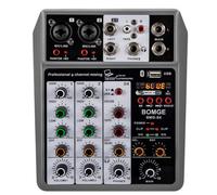 BOMGE Mixer audio professionale, console di mixaggio con 4 canali USB digitale Bluetooth effetto ritardo, ingresso 48 V Phantom Power Stereo DJ mixer per registrazione, live streaming, podcasting