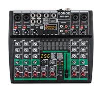BOMGE Mixer audio professionale per DJ, Mixer per DJ a 6 canali, Mixer audio Bluetooth, supporta ingresso computer USB/MP3/BT/256DSP, studio stereo phantom power da 48 V, adatto per registrazioni in