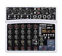 BOMGE Professionale 6 Canali 99DSP DJ Audio Sound Mixer Interfaccia Console di Mixaggio Desktop Karaoke con Ingresso MP3, USB, Ingresso Bluetooth, Registrazione Stereo, Alimentazione Phantom 48V
