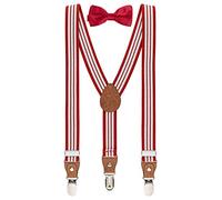 BomGuard bambino bretelle 1-8 anni, rosse a strisce + rosso + papillon