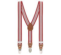 BomGuard Bretelle per bambini 2-7 anni - Bretelle regolabili per bambini per ragazzi e ragazze - Lunghezza 47-70 cm (+5 cm) - Adatto per statura 90-125 cm, rosso a strisce, Taglia unica