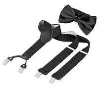 BomGuard Bretelle uomo 3,5cm forma Y 4 clip + papillon,nero punti