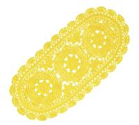 BOMHCS Centrino ovale in pizzo, larghezza da 22,9 cm a 27,9 cm, lunghezza da 55,9 cm a 58,4 cm, fatto a mano all'uncinetto, runner da tavola con fiori (1, giallo)