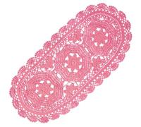 BOMHCS Centrino ovale in pizzo, larghezza da 22,9 cm a 27,9 cm, lunghezza da 55,9 cm a 58,4 cm, fatto a mano all'uncinetto, runner da tavola con fiori, tovagliette da cucina (rosa, 1)