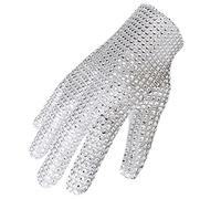 BOMJJOR Michael Diamond Guanto per bambini fan Billie Jean Guanti con strass Punk Rock MJ guanti regalo di Natale, Argento, Left Glove-Kid size