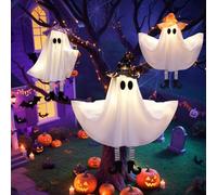 BomKra Halloween Decorazioni Esterno - 3 Pezzi Halloween Decorazioni Fantasma da Appendere Addobbi con Luci LED Casa per Cortile Giardino i per Feste