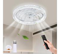 BomKra Ventilatore da soffitto con illuminazione, 45 W, silenzioso, ventilatore