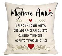 Bommex Al mio migliore amica spero che ogni volta che abbracci questo cuscino ti ricordi quanto ti amo Copricuscino Miglior amica Regalo di compleanno Regalo di laurea di Natale(migliore amica)