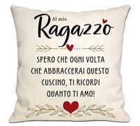 Bommex Al mio ragazzo spero che ogni volta che abbracci questo cuscino ti ricorda quanto ti amo Cuscino Cover Boyfriend Regalo per Compleanno San Valentino Anniversario Natale(ragazzo)