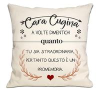 Bommex Cara Cugina A Volte Dimentichi Quanto Tu Sia Straordinaria Cugina Copricuscino per donne ragazze Compleanno Laurea Regalo di Natale Promemoria per la Cugina(Cara Cugina-2)