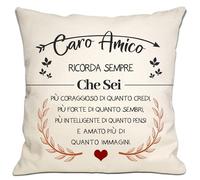 Bommex Caro Amico Che sei più coraggioso di quanto credi Copricuscini per amici Uomini Ragazzi Regalo d'ispirazione per il caro amico Compleanno Laurea Regalo di Natale(Caro Amico-1)