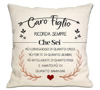 Bommex Caro Figlio Sei più Coraggioso di Quanto Credi Copri copricuscino ispiratore per figlio da mamma papà figlio compleanno laurea regalo di Natale(Caro Figlio-1)