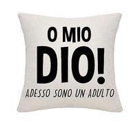 Bommex Divertente Bar Mitzvah Copricuscino per Adulti Cerimonia 18° Compleanno Regalo per Ragazze e Ragazzi, Figlia, Figlio, Nipote, Sorella, Fratello (O mio Dio, adesso sono un adulto)