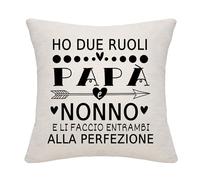 Bommex Ho due ruoli papa nonno e li faccio entrambi alla perfezione Copricuscino per papà da Figlia Figlio Papà Compleanno Festa del Papà Regalo di Natale(papà-5)
