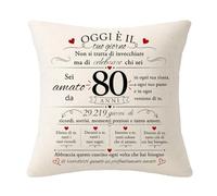 Bommex Regalo per il 80° Compleanno Fodere per Cuscini da Uomo | Regali per Uomini di 80 Anni, per Papà Nonno Zio Fidanzato Marito Fratello Amico Cugino Collega Buon compleanno Decorazioni