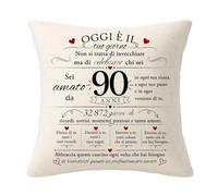 Bommex Regalo per il 90° Compleanno Fodere per Cuscini da Uomo | Regali per Uomini di 90 Anni, per Papà Nonno Zio Fidanzato Marito Fratello Amico Cugino Collega Buon compleanno Decorazioni