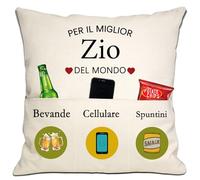 Bommex Zio Copricuscino 18x18 Pollici con 3 Tasche - Regalo da Nipote per Compleanno, Festa del Papà, Natale