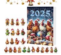BommFu Addobbi Natalizi a Forma di Gallina,Pendenti 2D In Acrilico Con - Conteggio Alla Rovescia 2025 24-Giorni, Decorazione Appendibile Per Albero Di Natale Specchietto Auto Casa Festa