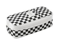 BommFu Astuccio portapenne, grande con doppia chiusura lampo, organizer per cancelleria estraibile, doppia chiusura lampo, per bambini, studenti, scuola, bianco e nero, vedi descrizione, Vedi