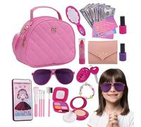 BommFu Borsa giocattolo con , set di borse per ragazze - Kit di giocattoli per borsetta per bambina 27X Set di giochi di finzione,Fai finta di giocare a giocattoli per il trucco tra cui portafoglio,