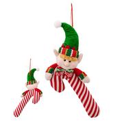 BommFu Decorazioni Natalizie Caramelle - Peluche con di Zucchero per Albero di Natale | Bambola con Cappello Verde e Bastone per Casa Giardino Porte Interno Esterno