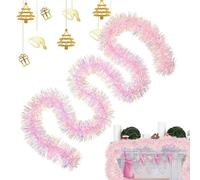 BommFu Ghirlanda Rosa, Ghirlanda Natalizia Rosa per Albero 2 Metri, Decorazione per Casa Banner per Feste Sfondale per Matrimonio Compleanno Giardino Patio