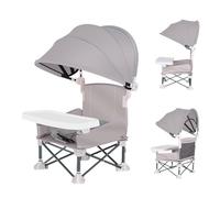 BommFu Seggiolino Portatile per Bambini - Seggiolino Da Viaggio Con Vassoio Per Mangiare - Sedia Pieghevole Per Bambini Con Parasole Per Spiaggia Giardino Casa Campeggio Picnic Esterno