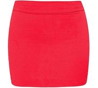 Bommi Fairy Body elasticizzato in tinta unita, mini semicircolo, mini gonna trasparente, baby dolls da donna, vita elasticizzata, 86 cm, adatto a XS-L, Colore: rosso, XS-L