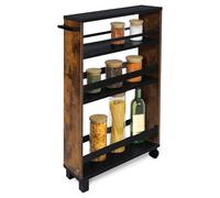 bomoe Carrello da Cucina Marrone e Nero Hylla - scaffale da Cucina 50x79x15 cm - Carrello con Ruote, 3 ripiani e piano lavoro in legno FSC® - Carrello da portata - mobile da Cucina e da Bagno