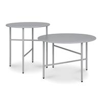 bomoe Set di 2 Tavolino rotondo in metallo grigio resistente ai graffi - Altezza e diametro inferiori - Tavoli da salotto stabili Tavolo da giardino per interni e per esterni - Finn