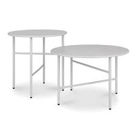 bomoe Set di 2 Tavolino rotondo in metallo resistente ai graffi giardino | Grigio chiaro altezza e diametro inferiori tavoli da salotto stabili tavolo da interni esterni superficie antigraffio Finn