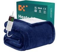 BOMOVA Coperta riscaldata spegnimento automatico,soffice coperta,10 impostazioni di calore e timer da 5 ore per la casa,regalo per donna,decorazione natalizia per letto/divano,130x180cm, blu