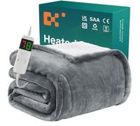 BOMOVA Coperta riscaldata spegnimento automatico,soffice coperta,10 impostazioni di calore e timer da 5 ore per la casa,regalo per donna,decorazione natalizia per letto/divano,130x180 cm,grigio