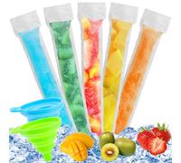 Bomtop 200 Pezzi Sacchetti per Ghiaccioli, Sacchetto per Ghiaccioli, Ghiaccioli Stampi con 2 Pezzi Imbuto, Senza BPA Stampi per Ghiaccioli, Utilizzato per Yogurt, Frullati, Caramelle Rock