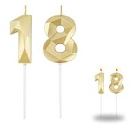 Bomtop Compleanno 18 Anni, Candele di Compleanno, Numero 18 per Compleanno, 18 Anni Decorazioni, Decorazioni per Feste, Candela 3D Numero 18, Decorazioni per 18° Compleanno per Ragazzi e Ragazze