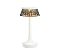 Bon Jour Unplugged Lampada Da Tavolo Bianco Con Paralume Naturale