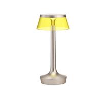 Bon Jour Unplugged Lampada Da Tavolo Cromo Opaco Con Paralume Giallo