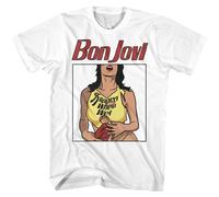 Bon Jovi Slippery When Wet 2 T-Shirt Uomo Manica Corta Cotone Bianco