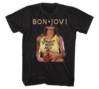 Bon Jovi Slippery When Wet T-Shirt Manica Corta Cotone Girocollo Nero