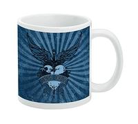 Bon Jovi - Tazza da caffè in ceramica a forma di cuore e pugnale, idea regalo per caffè, tè e bevande calde, 325 ml, colore: bianco