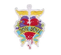 Bon Jovi - Toppa a forma di cuore, ricamata con ferro da stiro, accessorio per souvenir