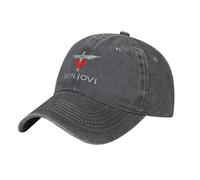 Bon Music Jovi Berretto da baseball in denim lavato vintage unisex regolabile classico morbido cotone nero, Come nella foto, Taglia unica