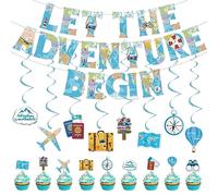 Bon Voyage Decorazioni per Feste 20 Pezzi Mappa del Mondo Adventure Banner Temi di Viaggio Australiano Decorazioni per Feste Addio Addio Pensionamento Streamer