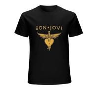 Bon X Jovi Gold Mens T-Shirt Unisex Graphic Black Tee Shirt XL