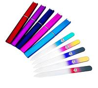 Bona Fide Beauty - Set di 5 lime per unghie in vetro con custodia, per unghie naturali, lima in qualsiasi direzione, forma sapientemente le unghie, goditi una finitura liscia professionale - Vetro